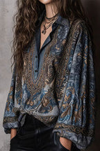 Paisley Jacquard Marble Satin Shirt