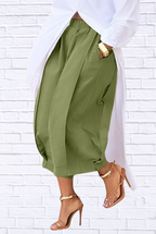 Plus Size Wide Leg Pleated Detail Cropped Pants