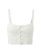 Front Button Pleated White Cami Top