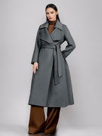 Red Wool Cashmere Blend Coat For Woman Burgundy Double-breasted Double-Faced Winter Outerwear 2026