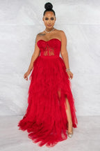 Sheer Lace Bustier Dress