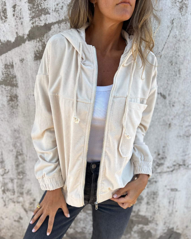 Ella | Corduroy Zip Hoodie Jacket