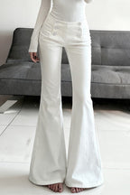 White Stretch Low Rise Bootcut Casual Jeans