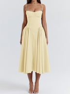 Vintage Solid Cami Midi Dress