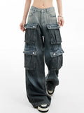 Loose slim gradient design Cargo Jeans