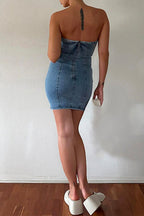Strapless Tube Top Denim Mini Bodycon Dress
