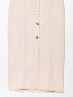 V-neck Short Sleeve Waist Hip-hugging Button Slit Commuting Temperament Maxi Dresses