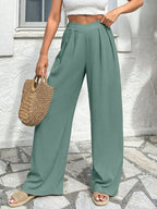 Asymmetrical High-waisted Loose-fitting Trousers With Pleats At The Waist