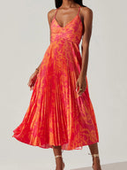 V-neck Camisoles Backless Graffiti Maxi Dresses
