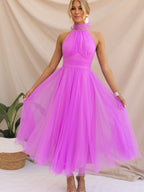 Halter Mesh Formal Dress Maxi Dresses