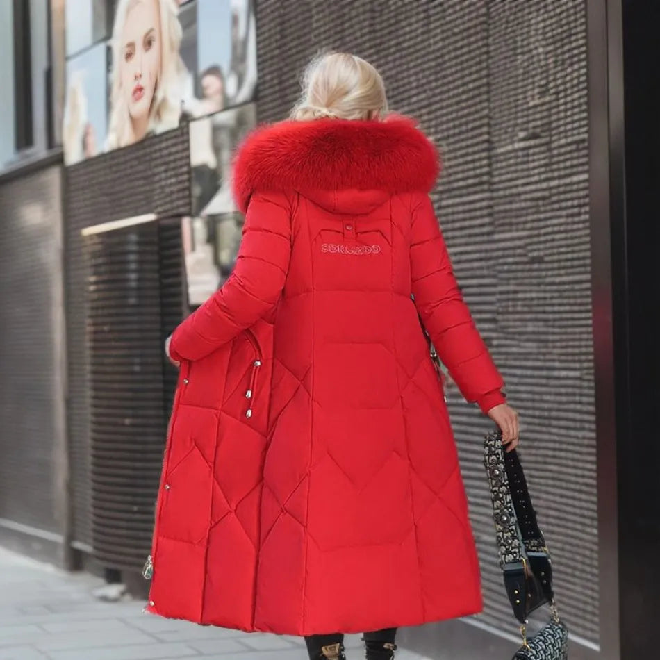 | Women's Winter Quilted Coat with Hood Trim