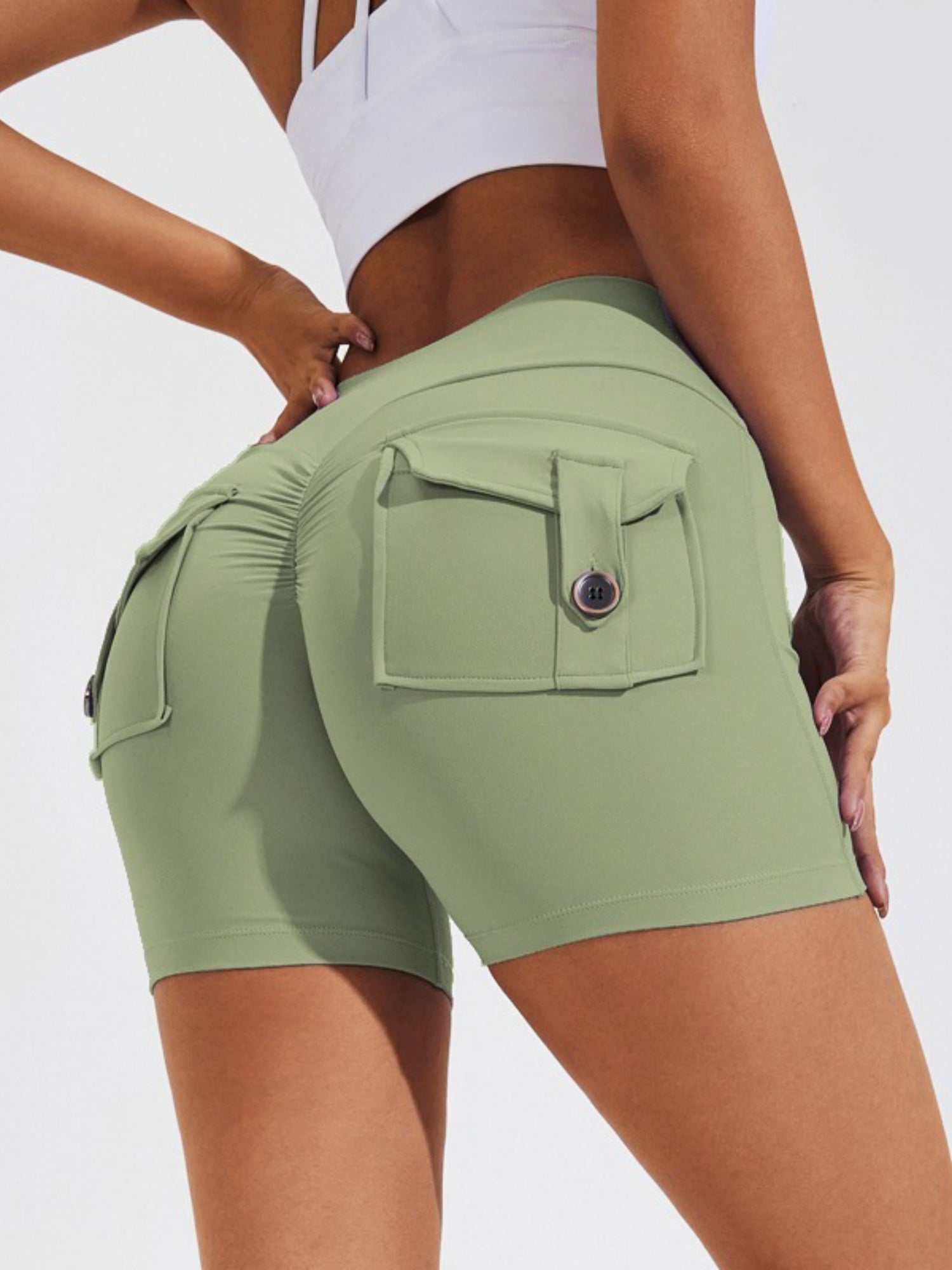 Bare-feel Pocket High-waisted, Tummy-flattening, And Butt-lifting Yoga Shorts
