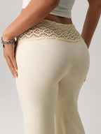 Lace-trimmed Casual Sexy Yoga Flared Pants