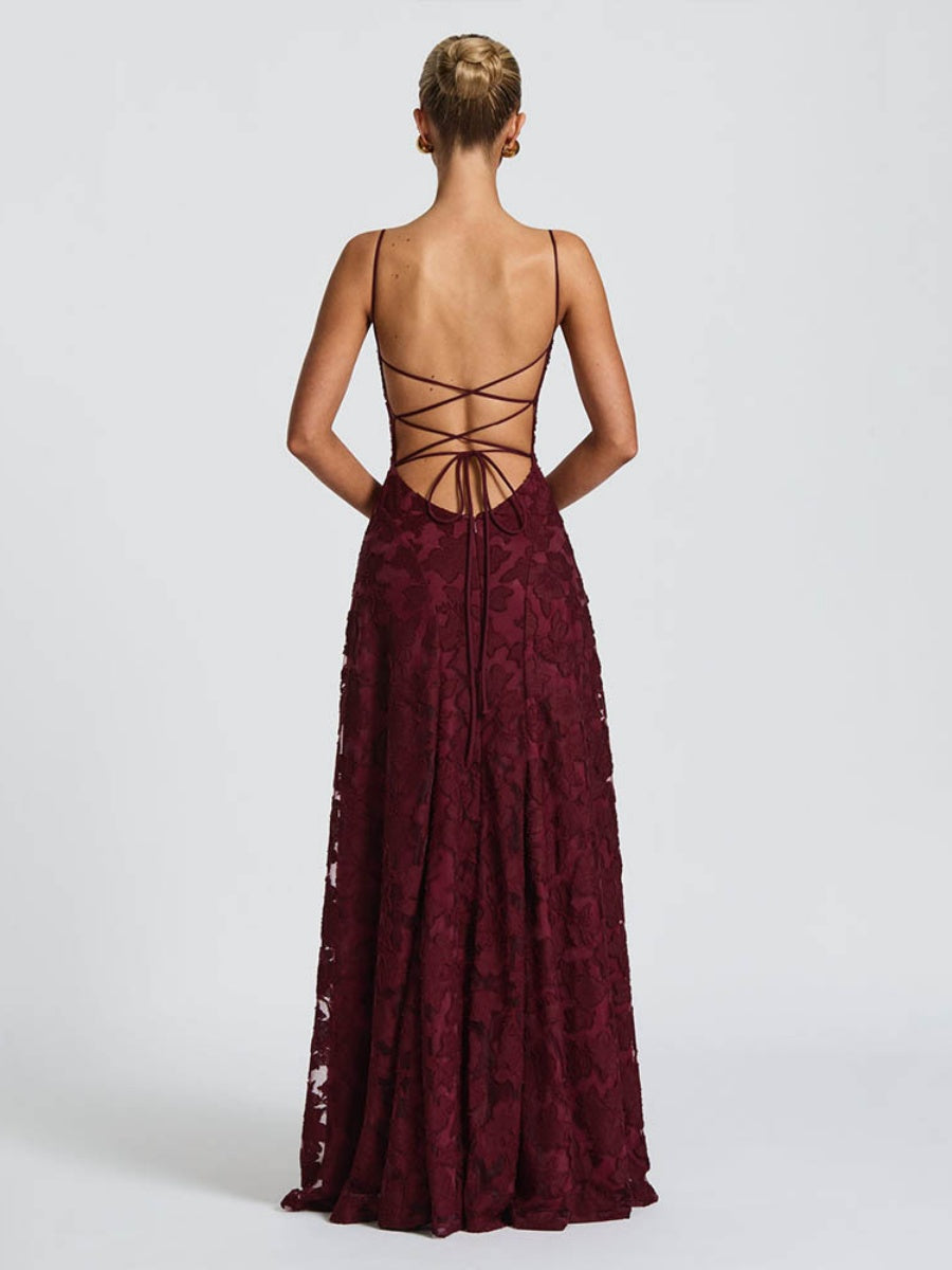 Backless Blended Formal Dress Maxi Dresses