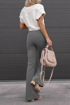 One Button Corduroy Flare Pants with Pockets