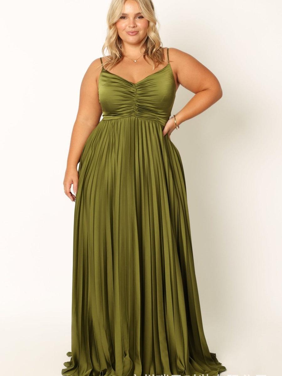 Camisoles Green Formal Dress Crimp Maxi Dresses