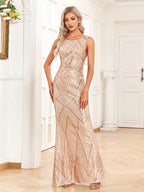 Sequins Rose Gold Fishtail Temperament Formal Dress Maxi Dresses
