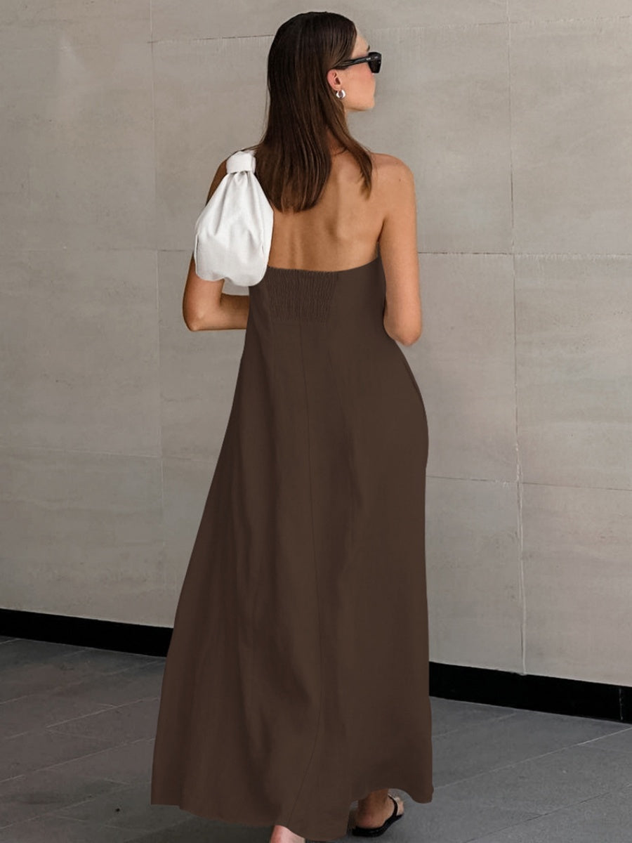 Cotton Blend Temperament Tube Top Loose-fit Home Vacation Mini&Short Dresses