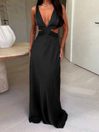 Halter Hollow V-neck Formal Dress Maxi Dresses