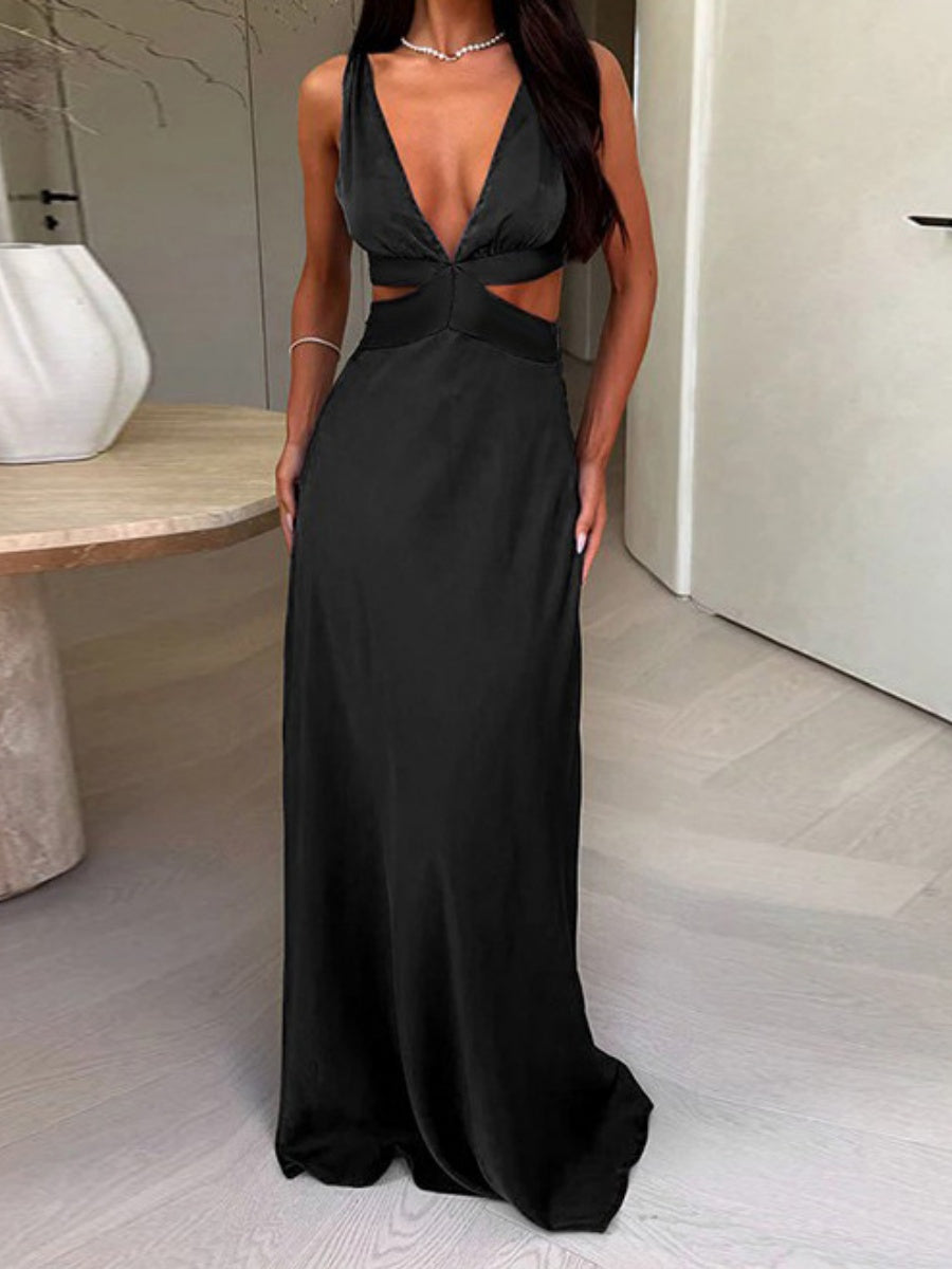 Halter Hollow V-neck Formal Dress Maxi Dresses
