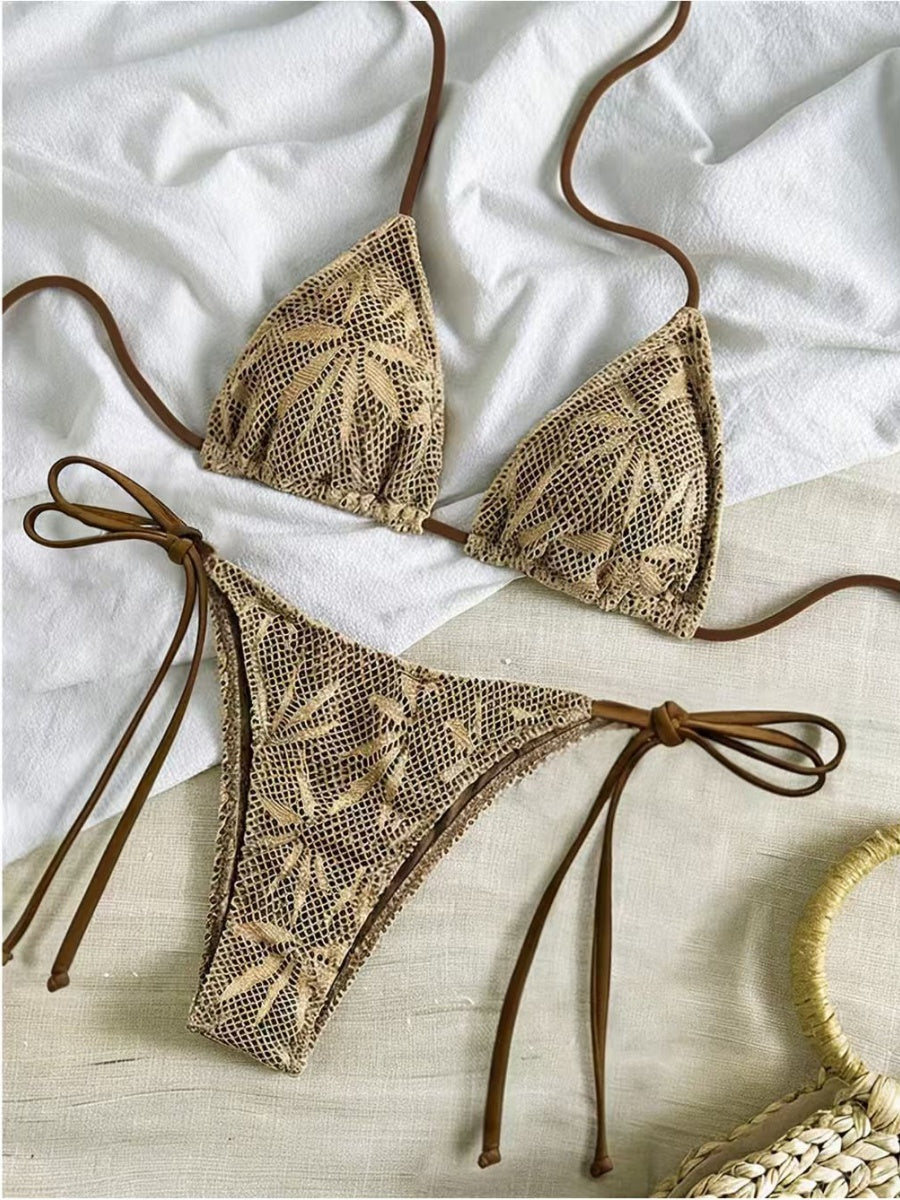 Drawstring Halter Set 3-piece Sets Bikinis