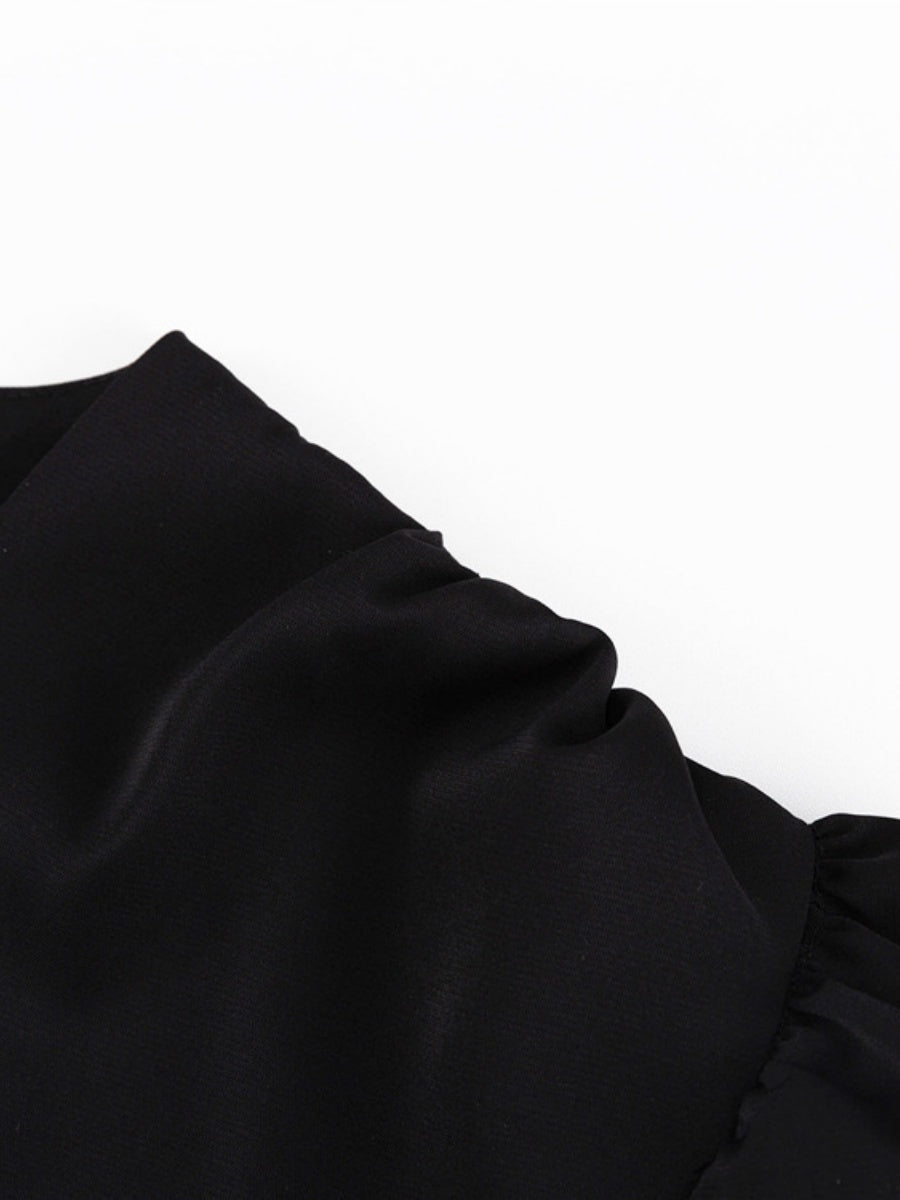 V-neck Flared Sleeves Waist Mini&Short Dresses
