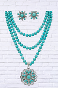 Southwestern Charm _ Blue Turquoise Beaded Necklace & Earring Set