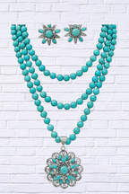 Southwestern Charm _ Blue Turquoise Beaded Necklace & Earring Set