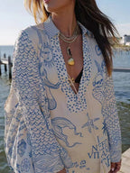 Printed Vacation V-neck Shirt Shorts Set 2-piece Sets