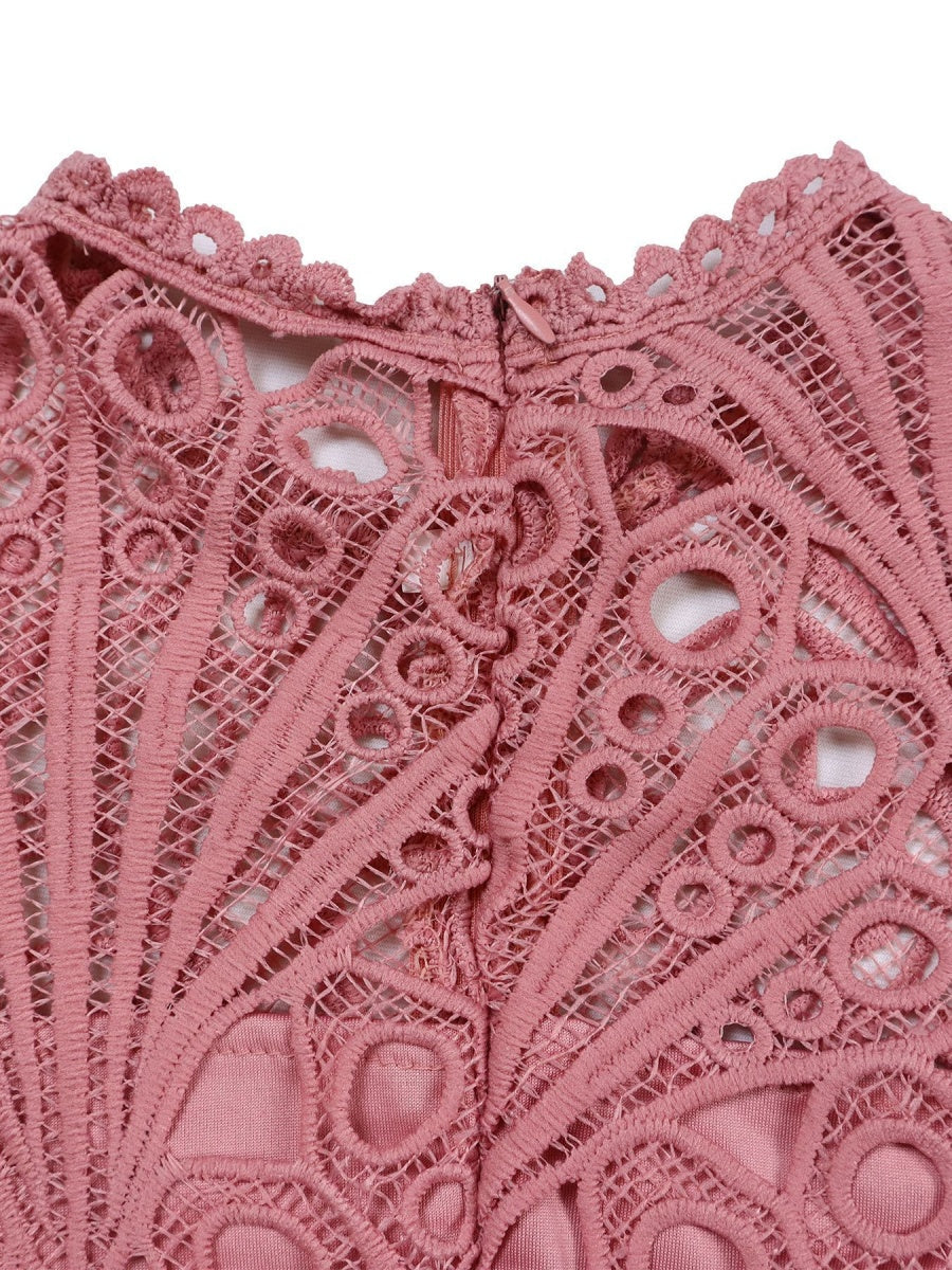 Short Sleeve Trim Lace Belts Mini&Short Dresses