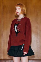 Dancing Cat Knitted Sweater