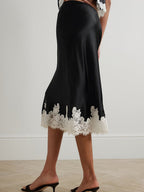 Lace Stitching Satin Camisoles Skirt 2-piece Sets