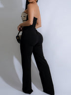 Handwoven Ribbon Strapless Backless Jumpsuits