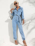 Button-up Slim-fit Jumpsuit Jeans