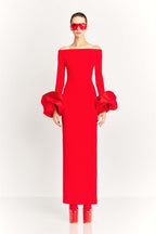 Mariana Minimalist Solid Colored Lantern Sleeve Dress Chic Silhouette Collection