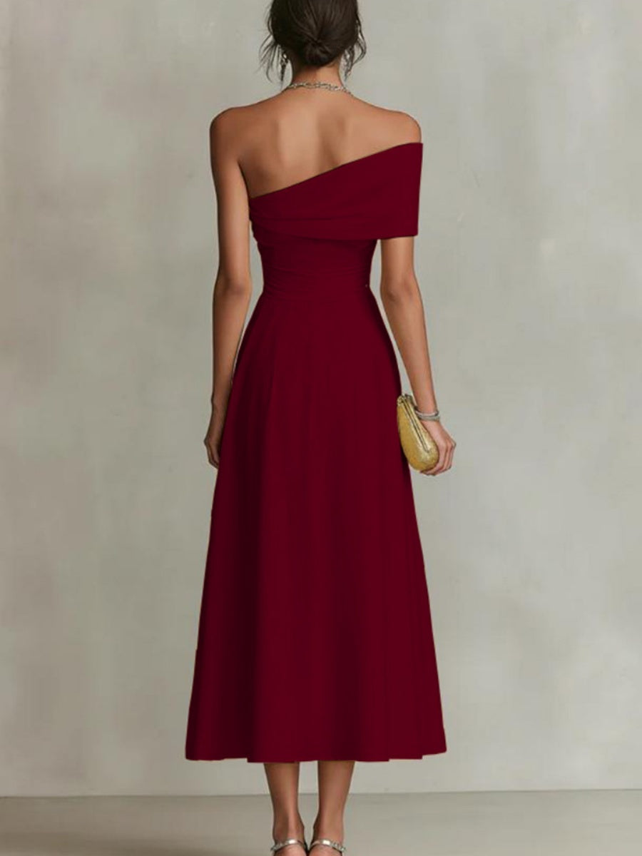 Waist Sloping Shoulders Backless Grace Midi Dresses
