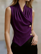Kink Temperament Commuting Pleated Jacket Tank Tops