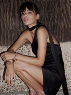 Halter Backless Satin Wedding Parties Bridesmaid Mini&Short Dresses