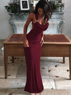 Pleated Bandage Slim-fit Hip-hugging Sexy Maxi Dresses