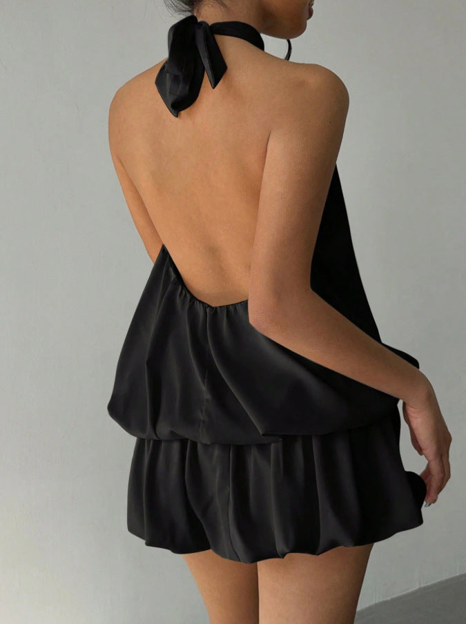Halter Bandage Backless Flower Bud Skirt Mini&Short Dresses