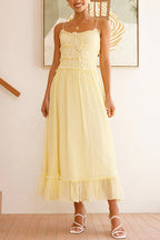 Frill Trim Tie Bow Swing Maxi Cami Dress