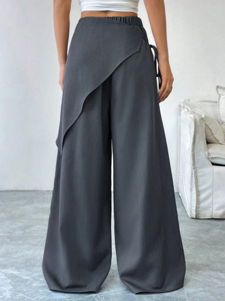 Button-up Slimming Wide-leg Trousers