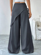Button-up Slimming Wide-leg Trousers