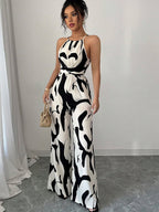 Milk-patterned Halter-neck Jumpsuit