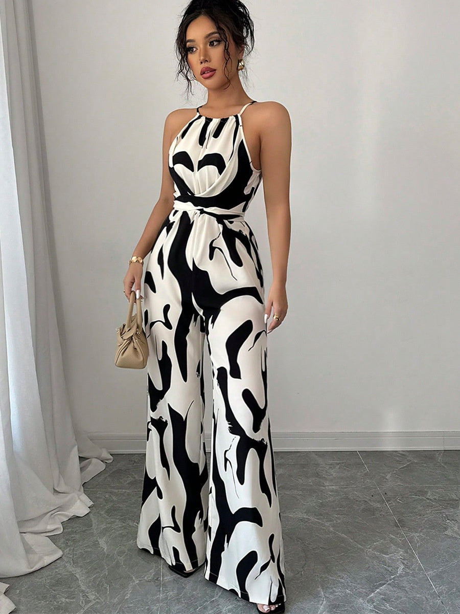 Milk-patterned Halter-neck Jumpsuit