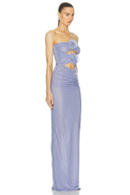 Adela Blue Strapless Cut Out Dress
