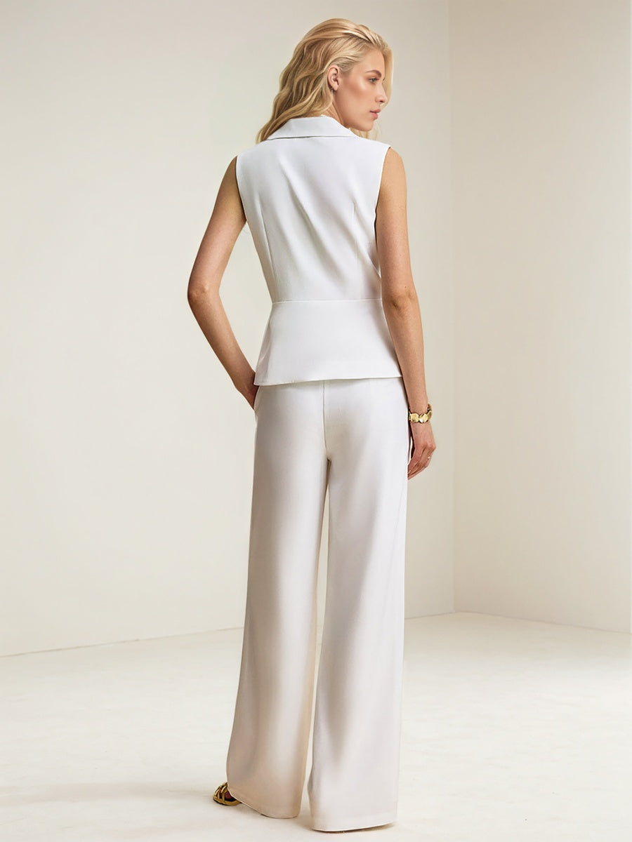 Sleeveless Shirt Advanced Pocket Straight Leg Pants Set 2-piece Sets