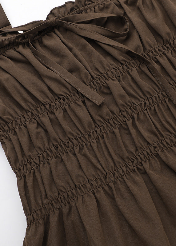 Smocked Tie Front Square Neck Tiered Ruffle Mini Dress