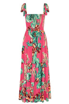 Floral Print Smocked Tie Shoulder Tiered Ruffle Maxi Dress