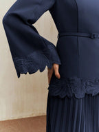 Applique Including Belt Pleats Maxi Dresses